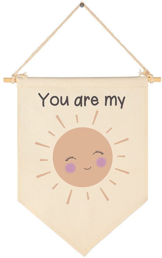 You are My Sunshine-Canvas Hanging Pennant Flag Banner Wall Sign Decor Gift for Nursery Baby Kids Girl Boy Teen Bedroom Playroom-Birthday Christmas Gift