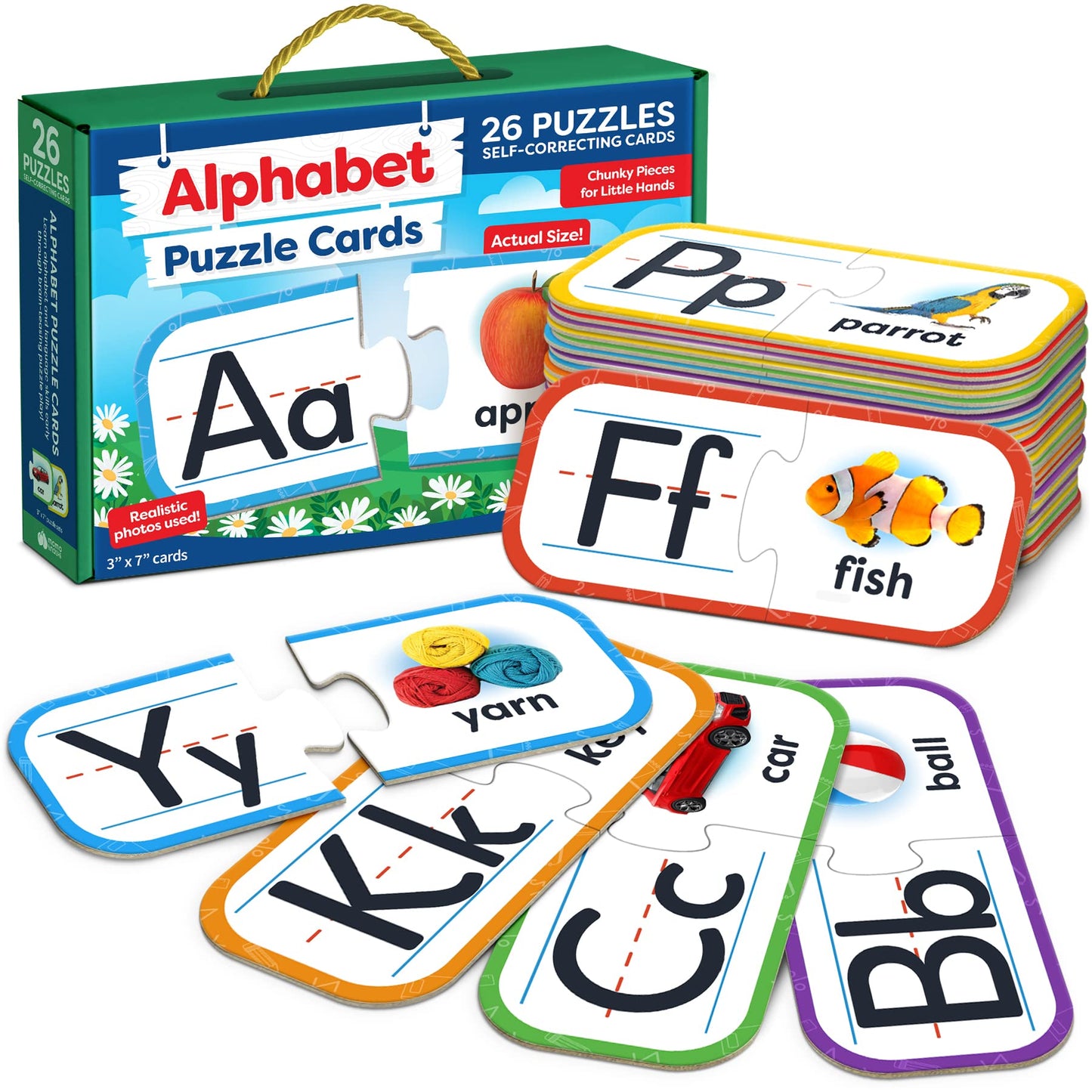 Alphabet Puzzle Games for Kindergarten - 26 Pairs Self-Correcting ABC Puzzle Alphabet Matching Game - ABC Learning for Toddlers Letters Matching Game - Preschool Educational Learning Toys Activities