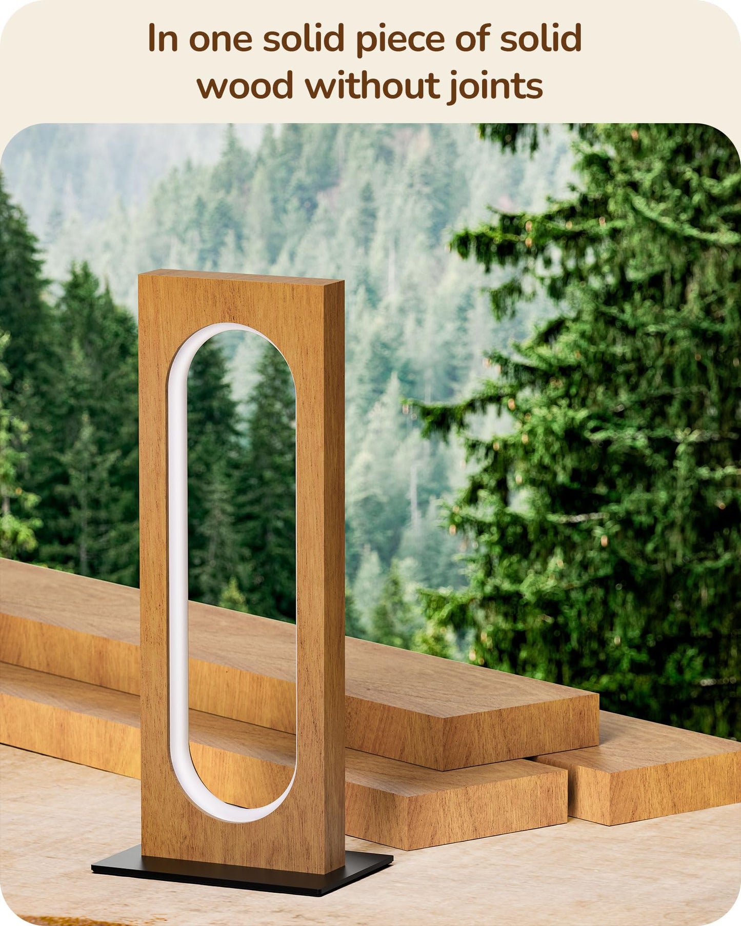 EDISHINE LED Table Lamp, Dimmable Touch Control, 13.58inx6.3inx14.17in, Dark Wood Color
