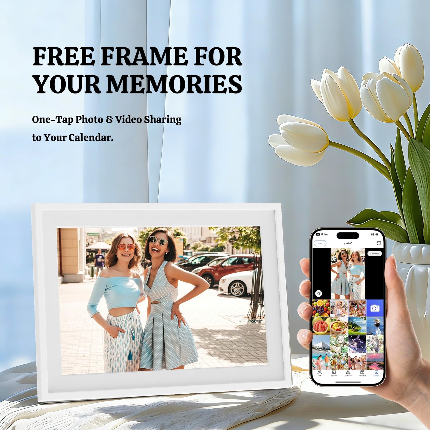 Digital Calendar, 10.1" HD Touchscreen AI Photo Restoration & Meal Planner Auto-Rotate Desktop Wall Mount for Family Home, To Do List, Duty Chart