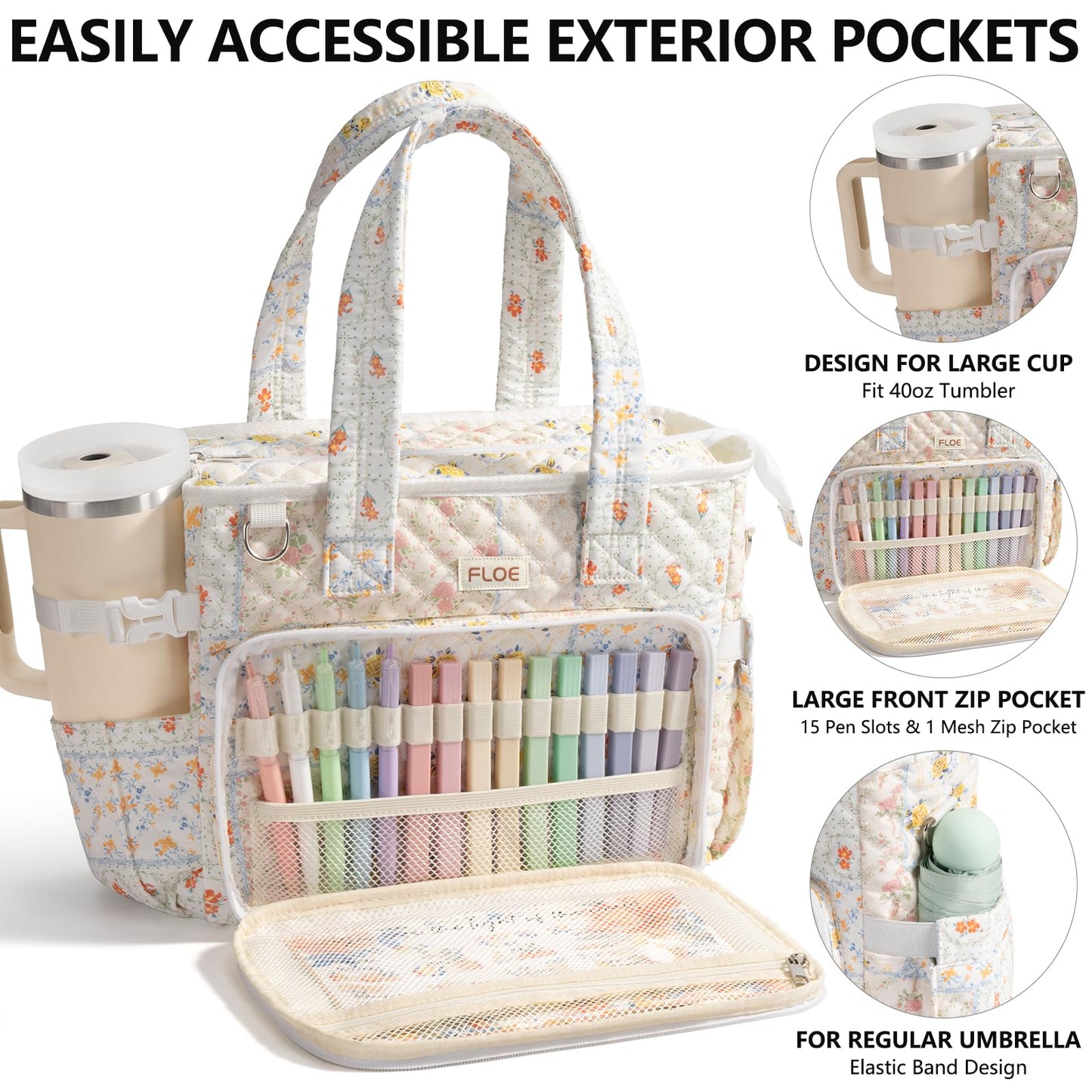 Large Bible Bag for Women Bible Cover Case, Quilted Puffer Bible Tote Bag Church Bag w/Shoulder Strap, Bible Study Supplies Journaling Kit Accessories Pen Tabs, Christmas Christian Gifts for Women Mom
