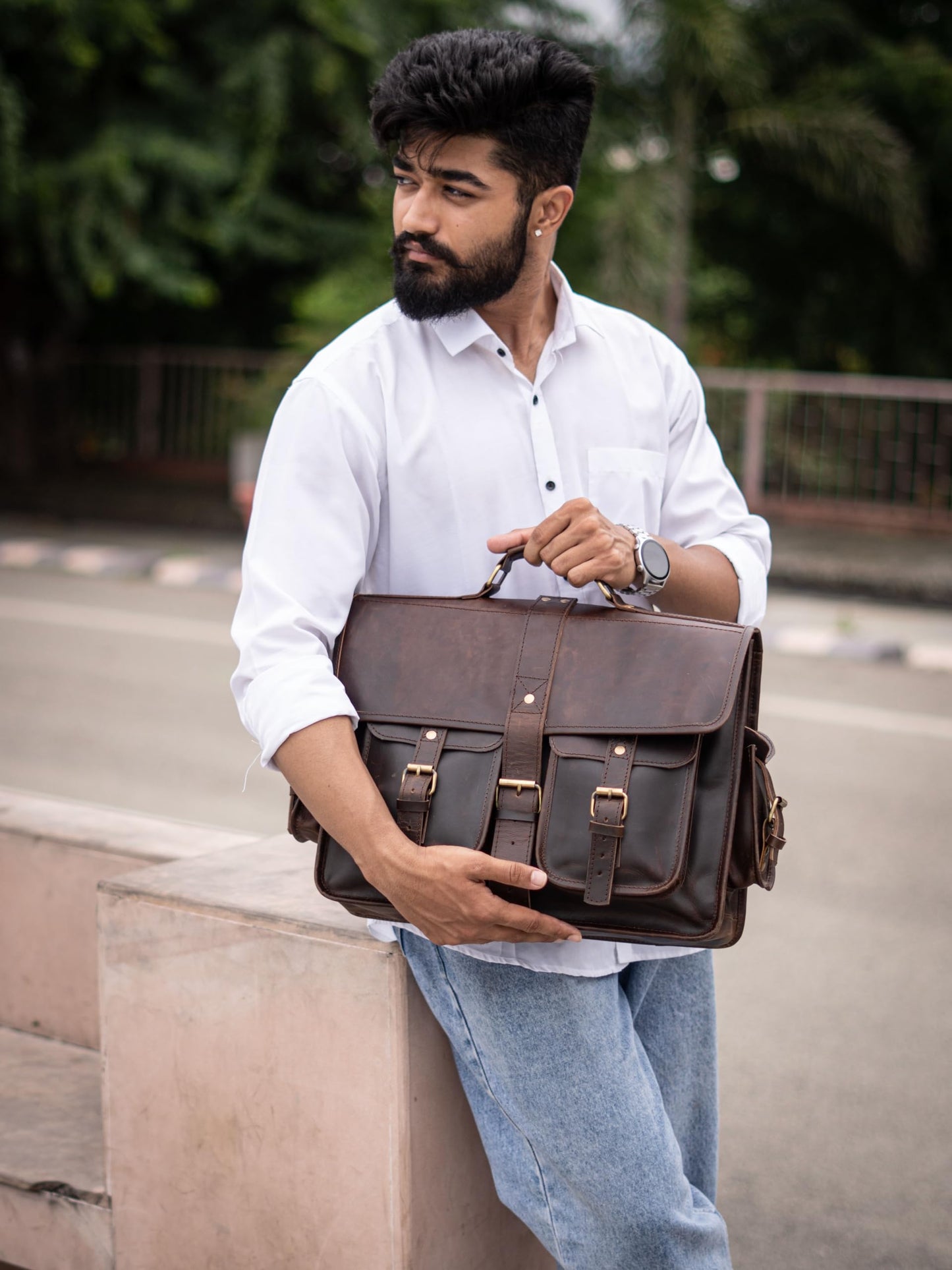 URBAN DEZIRE 16 inch Leather Messenger Bag Brown Vintage Satchel Genuine Laptop Computer Office Shoulder Handmade Briefcase for Men