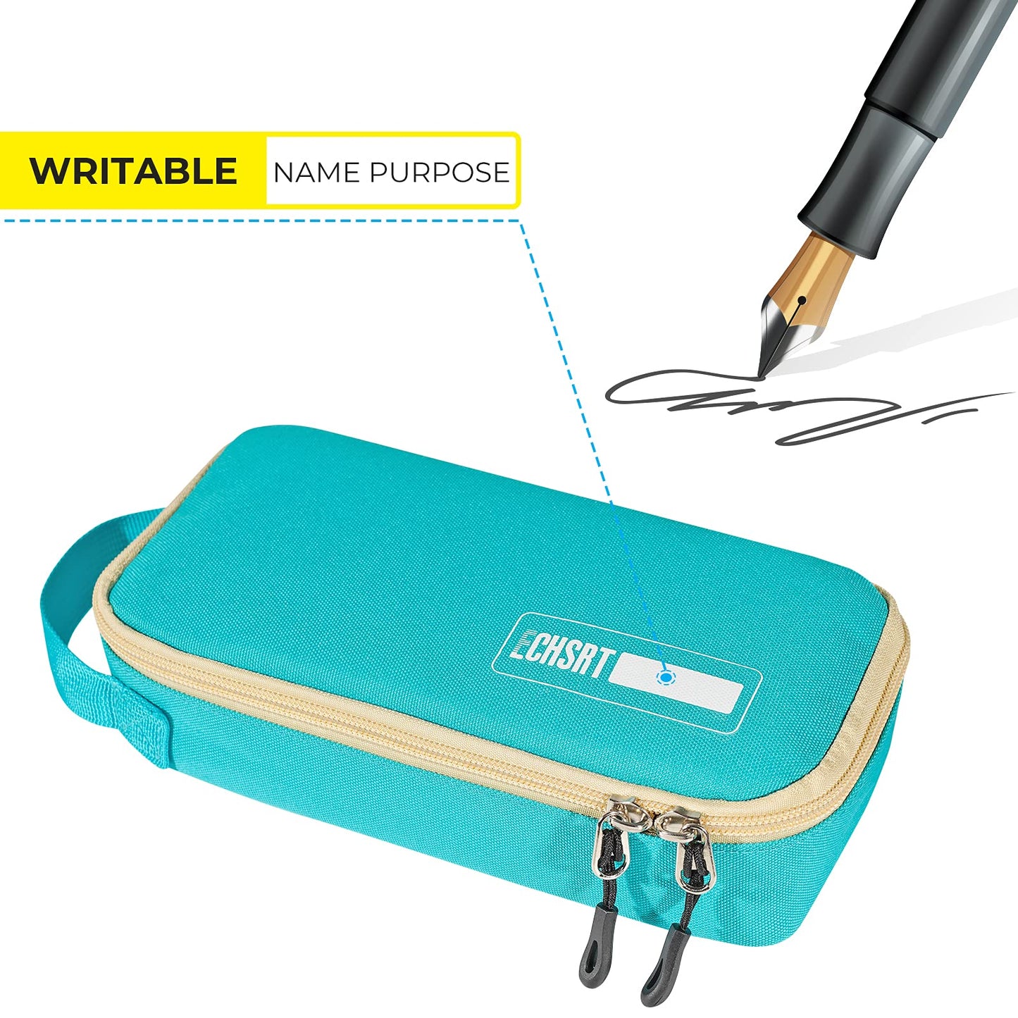 ECHSRT Large Pencil Case, Aesthetic Pen Pouch with Big Capacity, Minimalist Portable Stationery Bag with Handle for Office Organizer Teal Pencil Cases