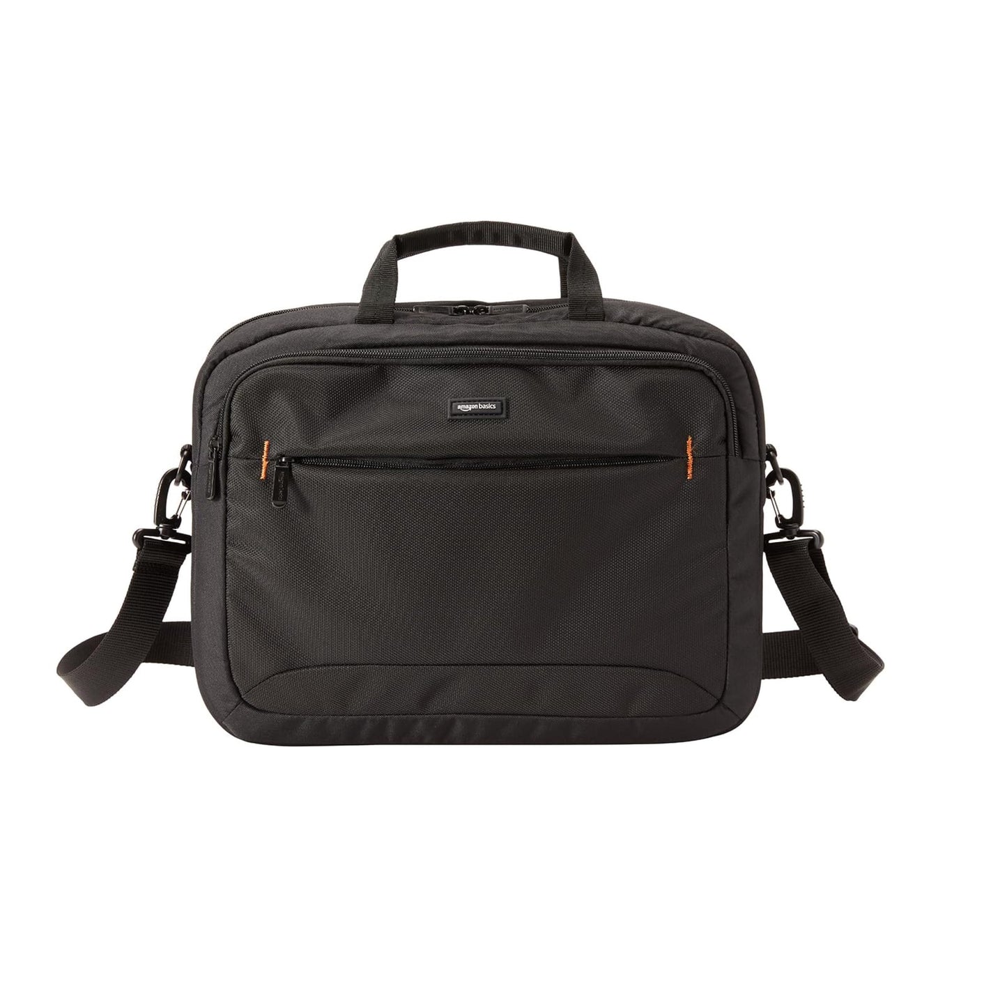 Amazon Basics 15.6 in Laptop Bag with Shoulder Strap and Handle, Large Capacity, Spacious Compartments, Black