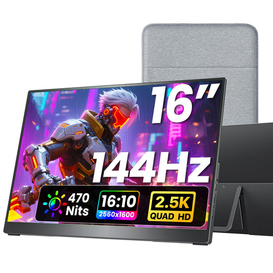 kksmart Portable Monitor for Laptop MacBook Surface PC Xbox PS5, Travel Monitor Second Screen for Laptop, HDMI USB-C VESA Compatible Built-in Speaker, 16