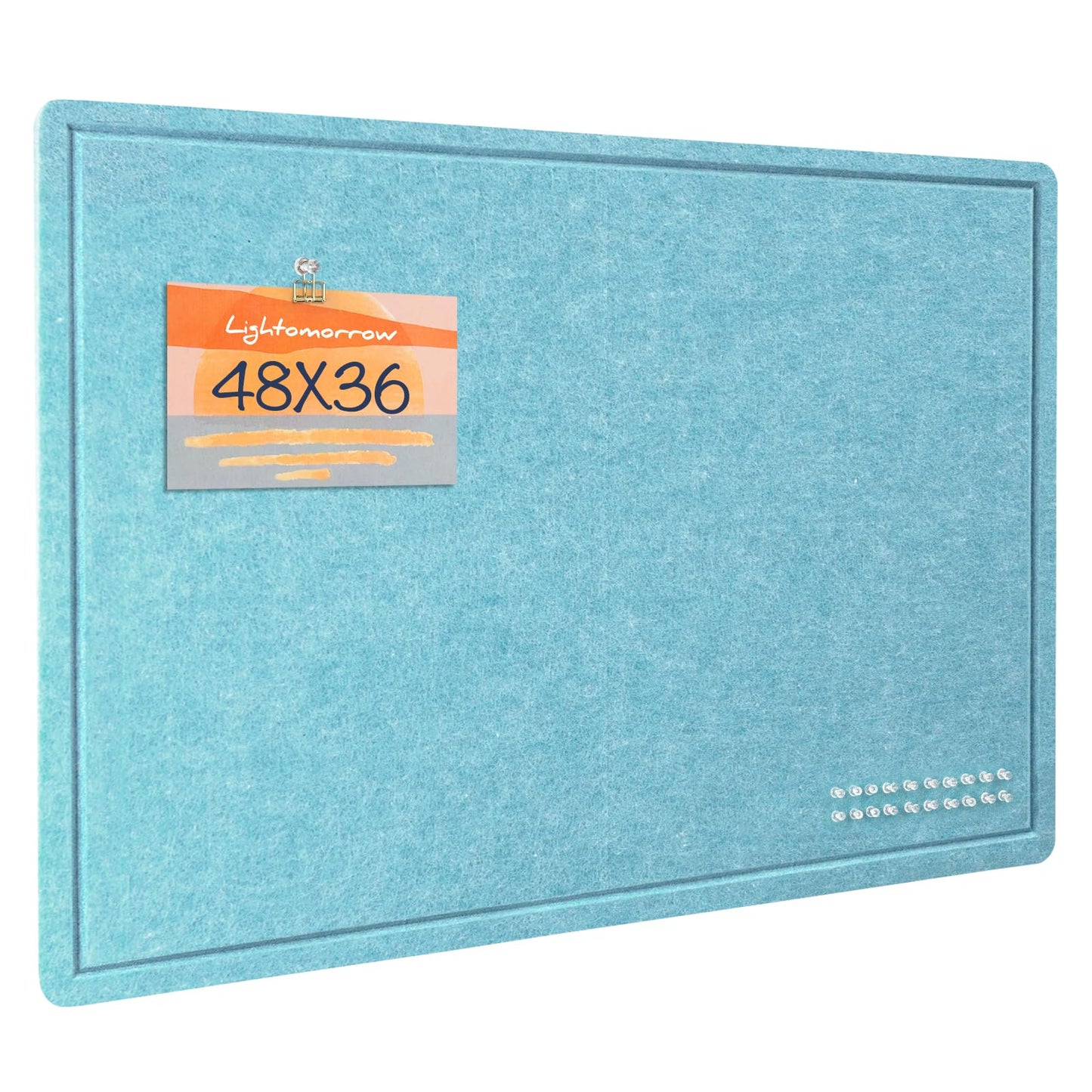 Large Bulletin Board - 48 x 36 Inches, Decorative Felt Pin Board for Wall - 4' x 3' Foldable Photo Display Board with Self-Adhesive Tape, Includes 20 Push Pins - Turquoise Blue