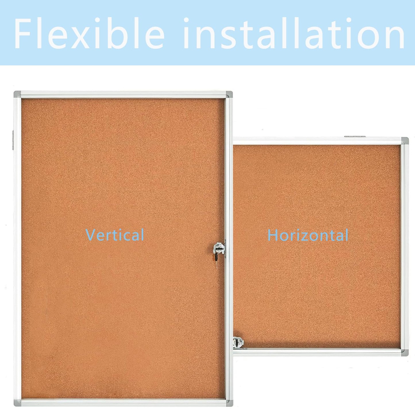 Enclosed Lockable Cork Bulletin Board 36x24 Inches, Acrylic Door Cork Noticeboard with Aluminum Frame &2 Keys, Secure Wall Mount Display Case for School, Office, Church & Commercial