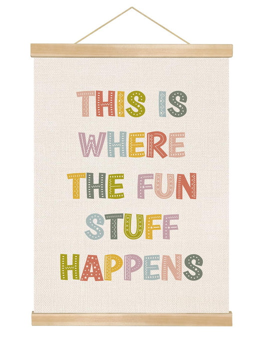 You found a duck Funny Boho Wall Art Decor,This Is Where the Fun Stuff Happens Colorful Playroom Wall Hanging Poster for Nursery Classroom,Positive Kids Room Decor 14x18.5In (LYK07)