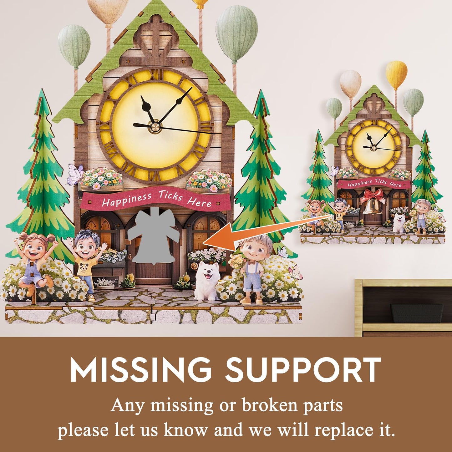 3D Puzzles for Adults Wooden Clock-Balloon Treehouse Model Kit, Mechanical DIY Pendulum Clock with Roman Numerals-Home Wall Decor, Birthday Christmas Day Gift for DIY Lovers