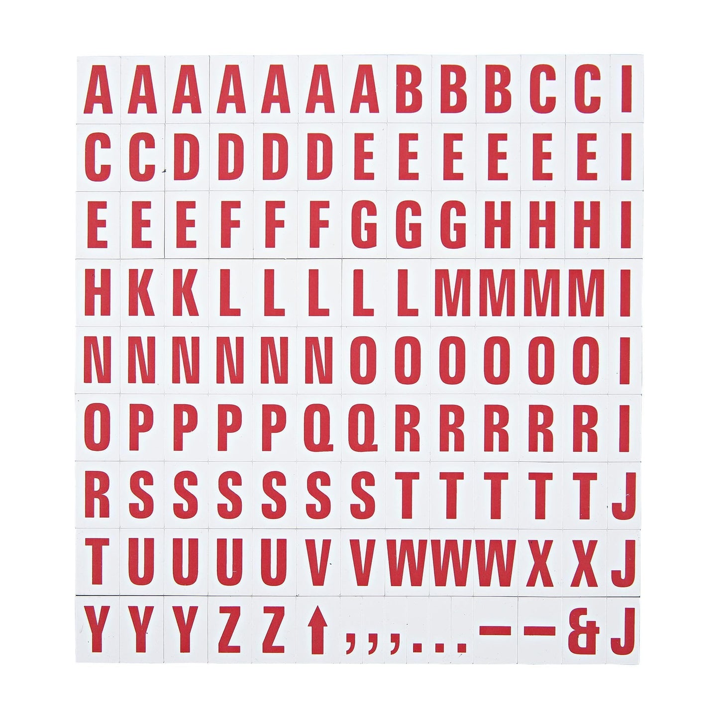 MasterVision Magnetic Letters, 1/2" x 3/4", Red on White, 120 Pieces