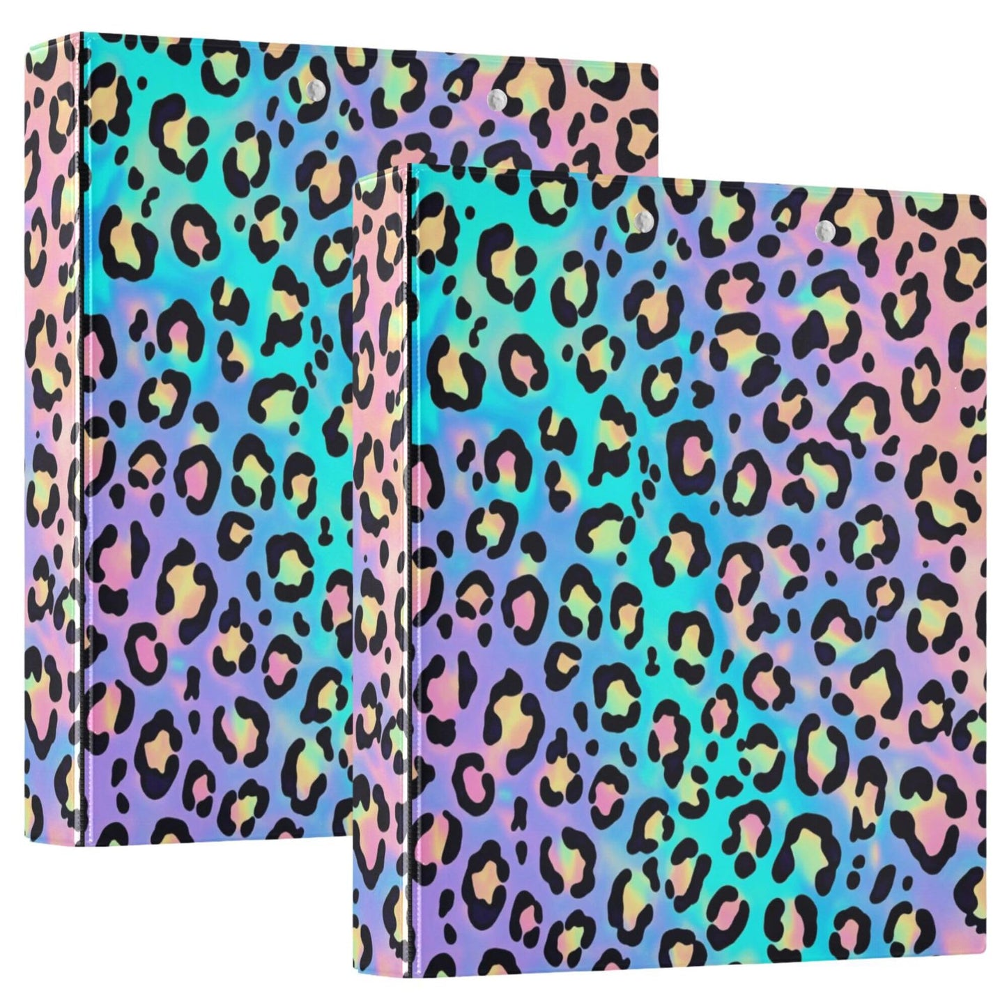 Colorful Cheetah Round Ring Binders 1.5 Inch Leopard Purple 3 Ring Clipboard Binder for Office School Work Supplies File Folder 200 Sheet Capacity