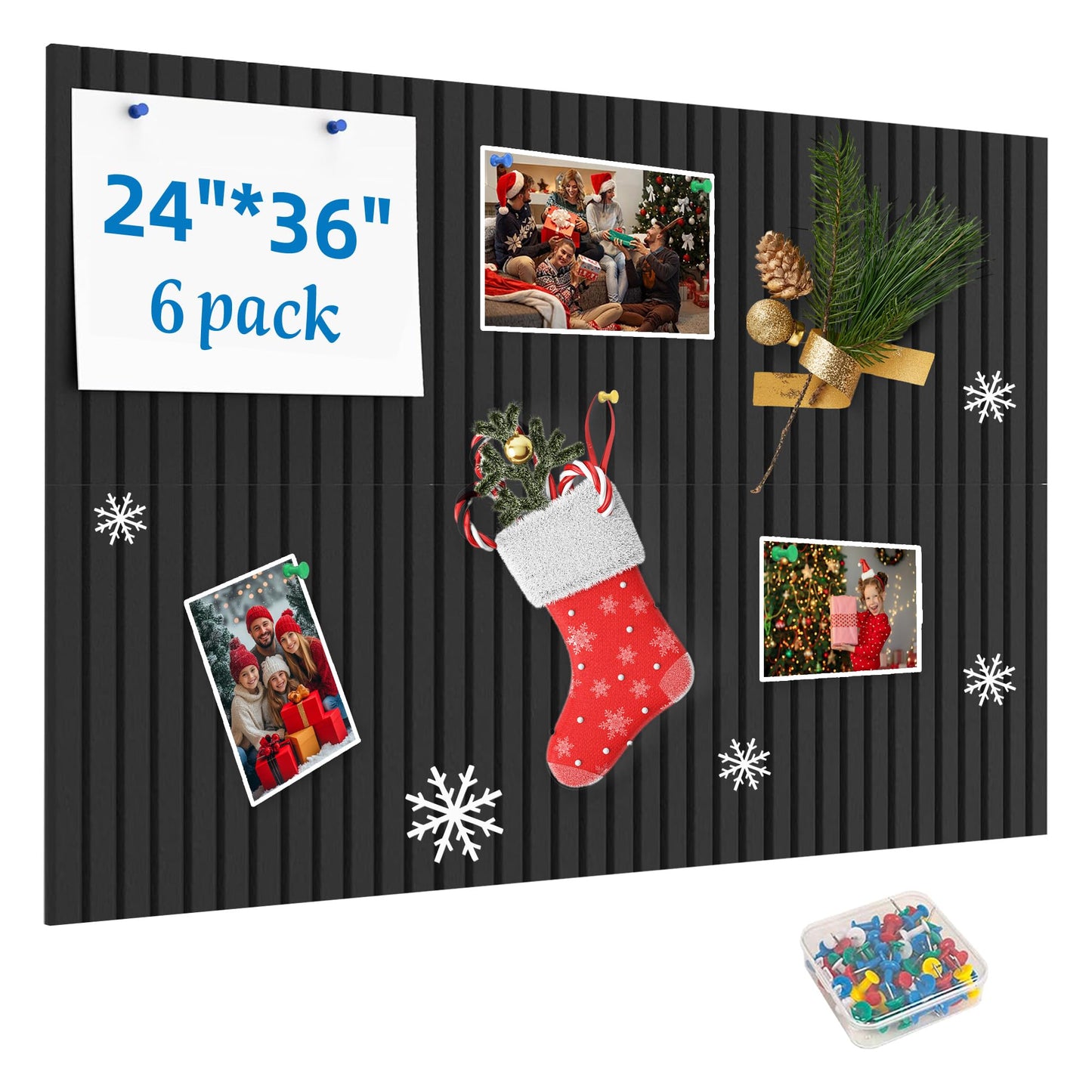 Yunihome Cork Board for Walls 36" x 24", 6 Pack Felt Bulletin Board Wall Tiles with 30 Push Pins for Home Kitchen School Office Wall DIY Decorative