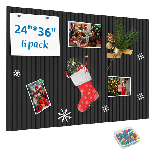 Yunihome Cork Board for Walls 36" x 24", 6 Pack Felt Bulletin Board Wall Tiles with 30 Push Pins for Home Kitchen School Office Wall DIY Decorative