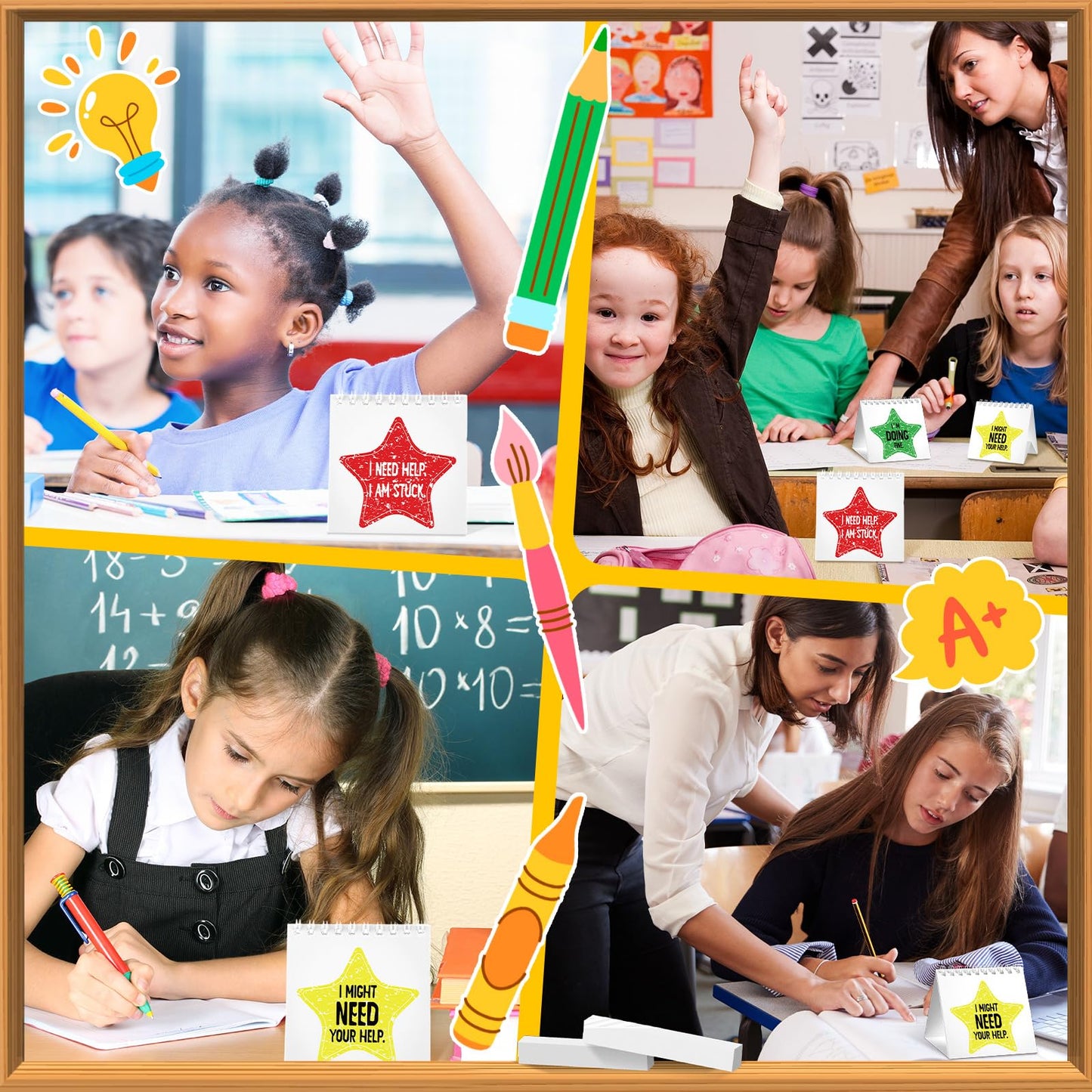 Chivertion 36 Pcs I Need Help Mini Flip Charts Star Classroom Management Need Tools Behavior Self Assessment Cards for Teachers School Educational and Learning Activities Supplies(Classic Style)