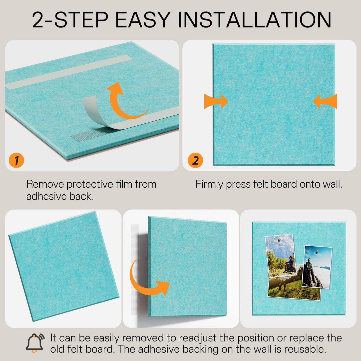 MaxGear Large Cork Board for Wall 36" x 24", Aqua Blue Bulletin Board, 6 Pack Felt Wall Tiles with Pushpins, Cork Boards for Office Push Pin Board Tack Board Felt Board