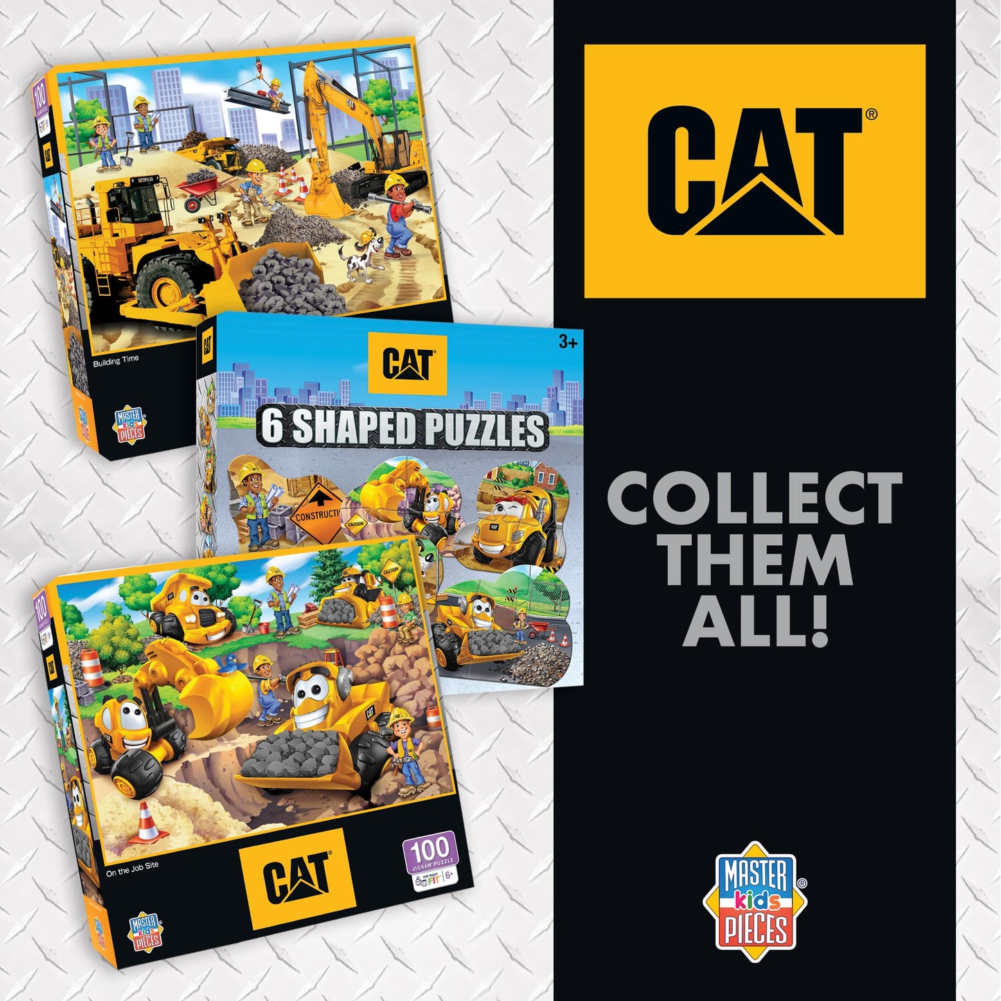 MasterPieces – Jigsaw Puzzle Set for Kids 6+ Years, 4-Pack of 100 Pieces, Educational and Fun Game, Caterpillar Collection, Gift Idea for Children, 8" x 10