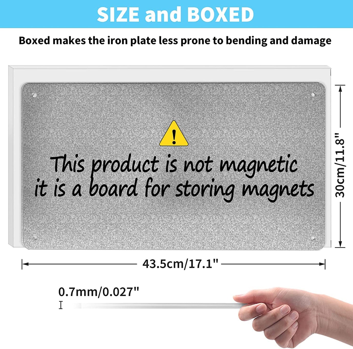 Magnetic Board,17.1" x 11.8" Magnet Display,for Magnets and Bulletin Board,Suitable for Wall, Refrigerator, Compartment, Cabinet etc,Comes with Dual Lock Tape for Easy Hanging (silver1