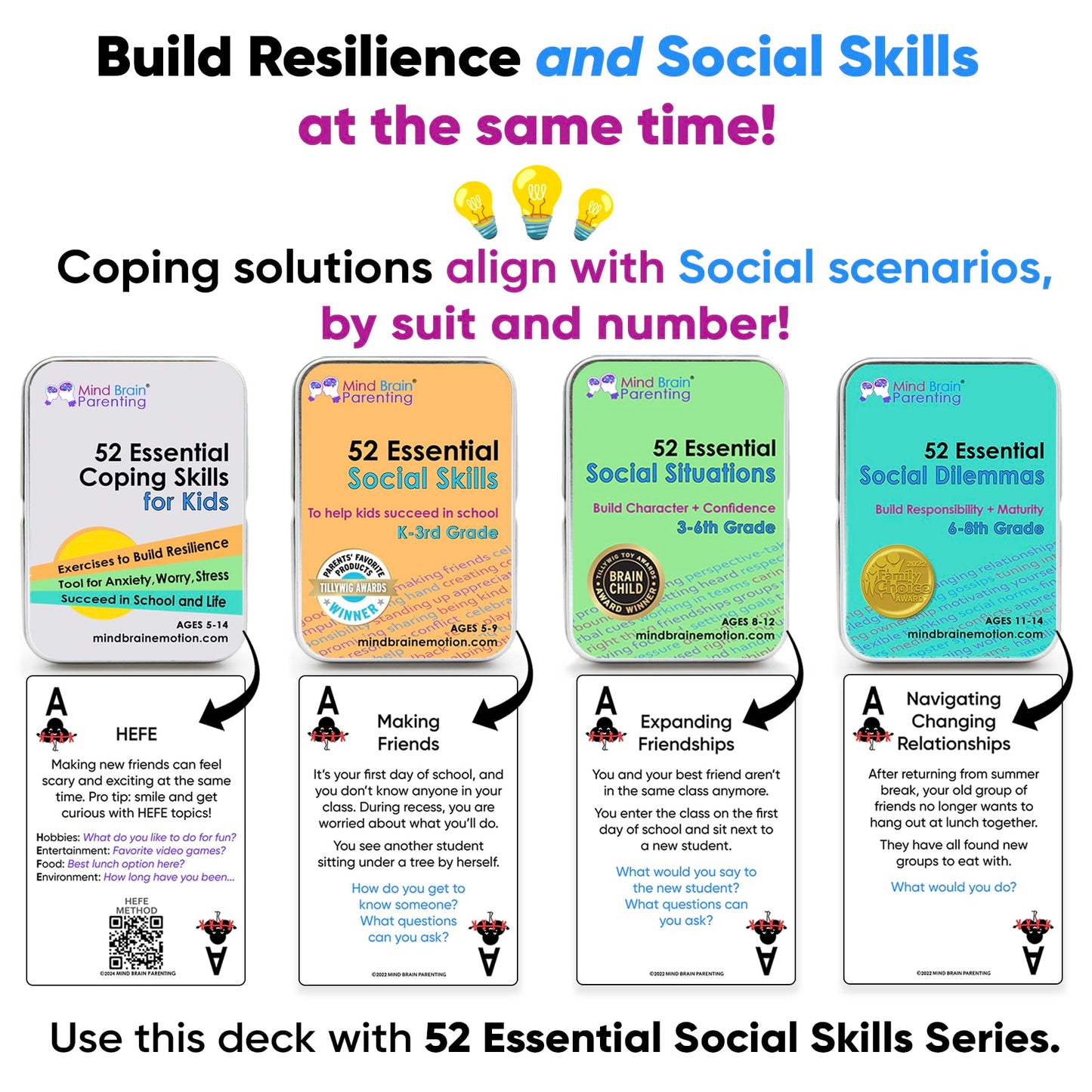 52 Essential Social Situations - Social Skills Activities for Kids (3-6th Grade) - Social Emotional Learning & Growth Mindset for Family, Classroom, Counseling - Conversation Card Games for Kids 8-12