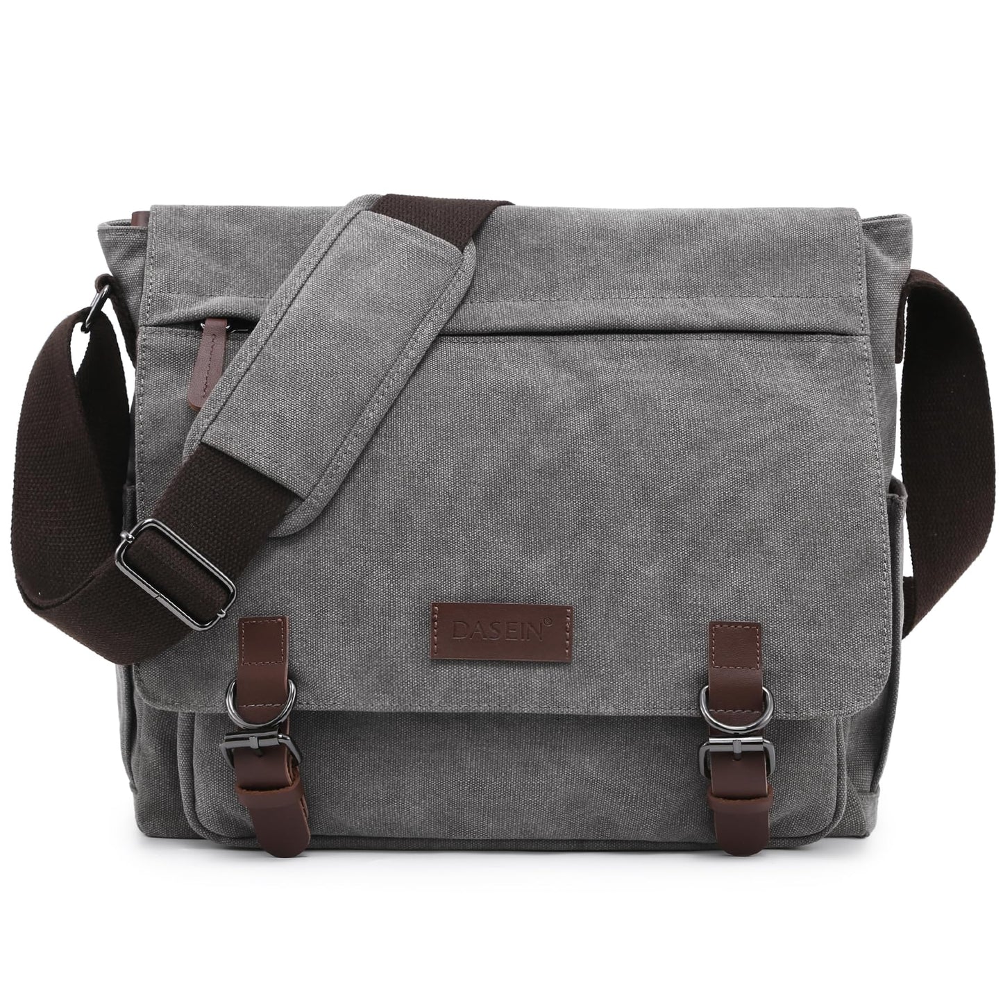 Dasein Large Vintage Canvas Messenger Shoulder Bag, Grey, 15in Laptop
