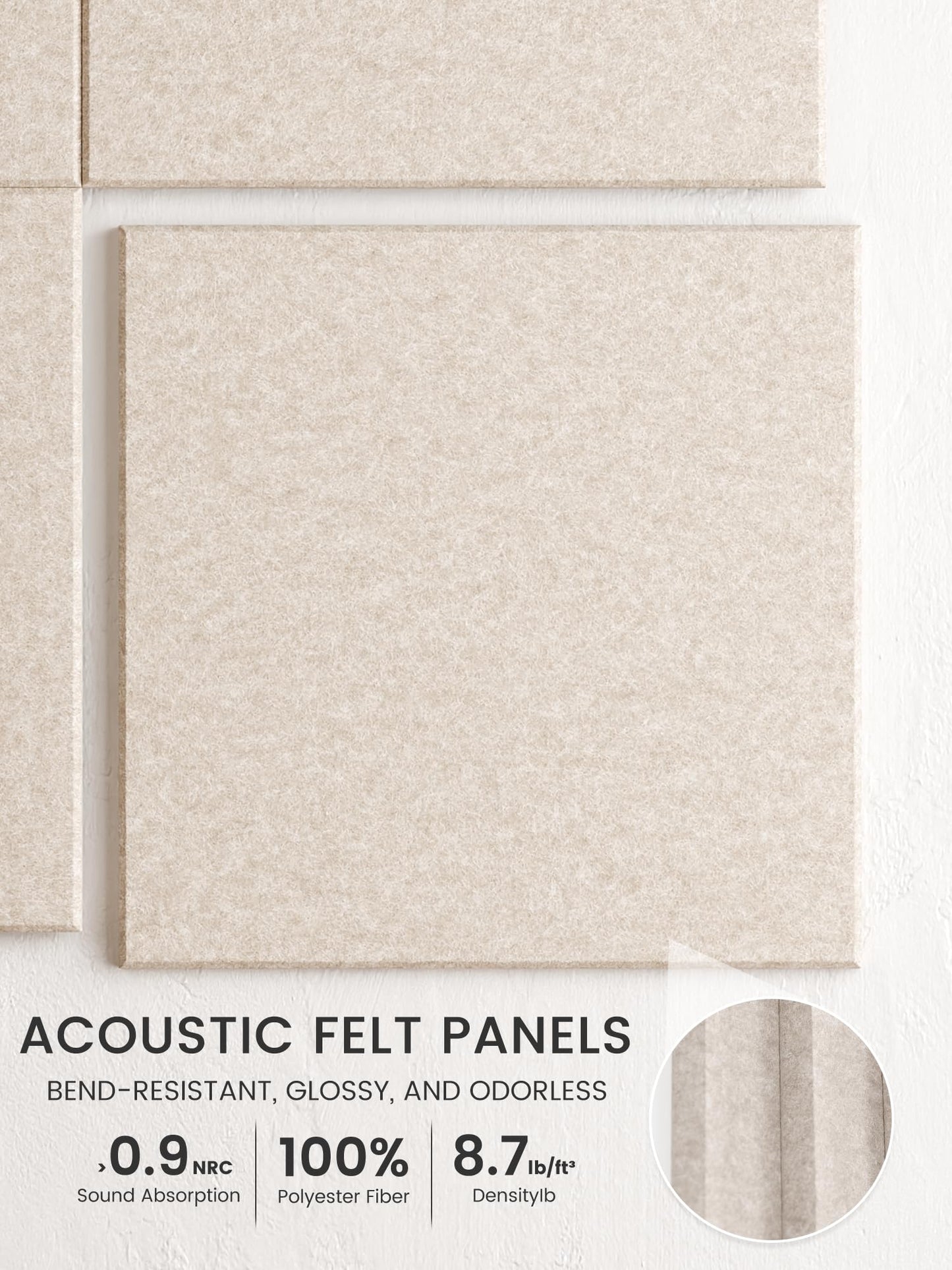 Bumusty Large Cork Board 48" x 36" Alternative - 12 Pack Felt Wall Tiles with 70 Safe Removable Adhesive Tabs, 30 Pushpins, Cork Boards for Walls Pin Board Bulletin Board Office Decor (Oatmeal)