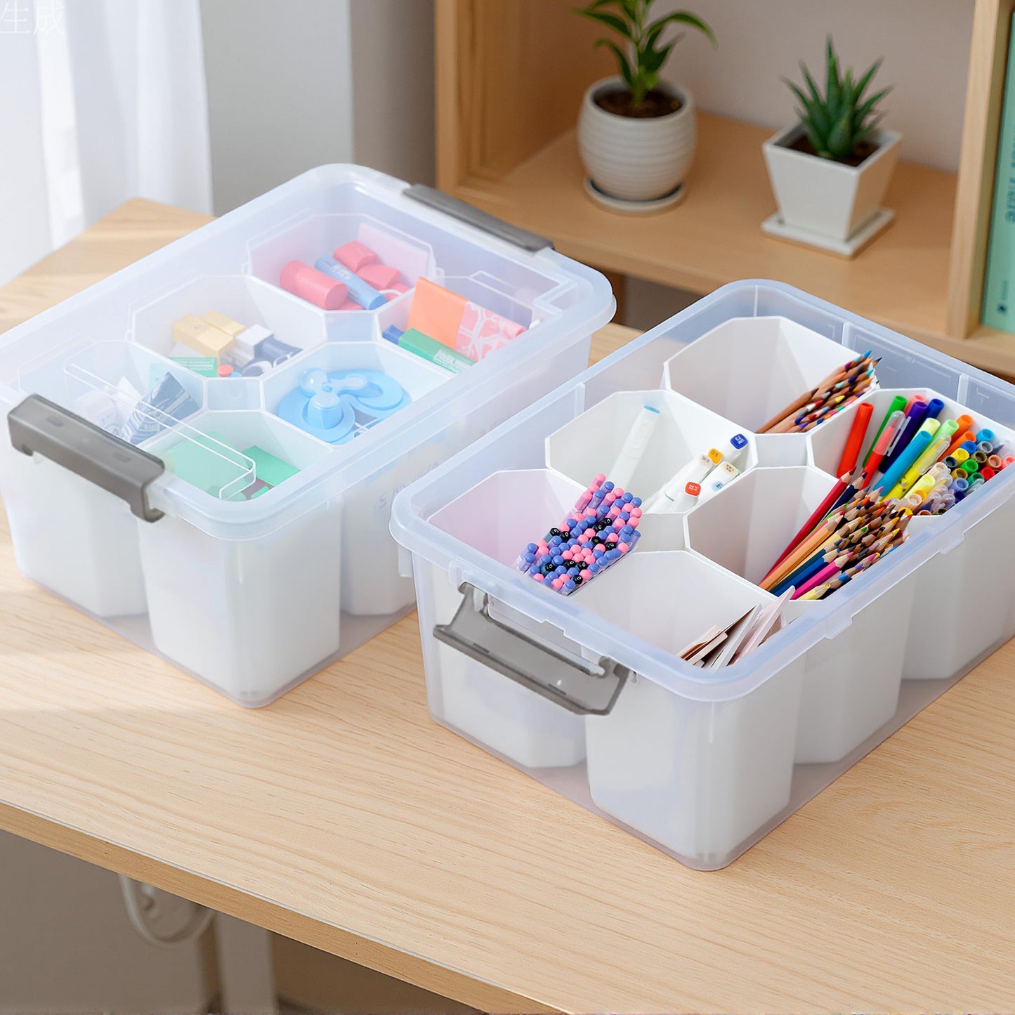 Citylife 17 QT Plastic Storage Bins Clear Storage Box with Lids Multipurpose Stackable Storage Containers for Organizing Tool, Craft, Crayon, 4 Packs