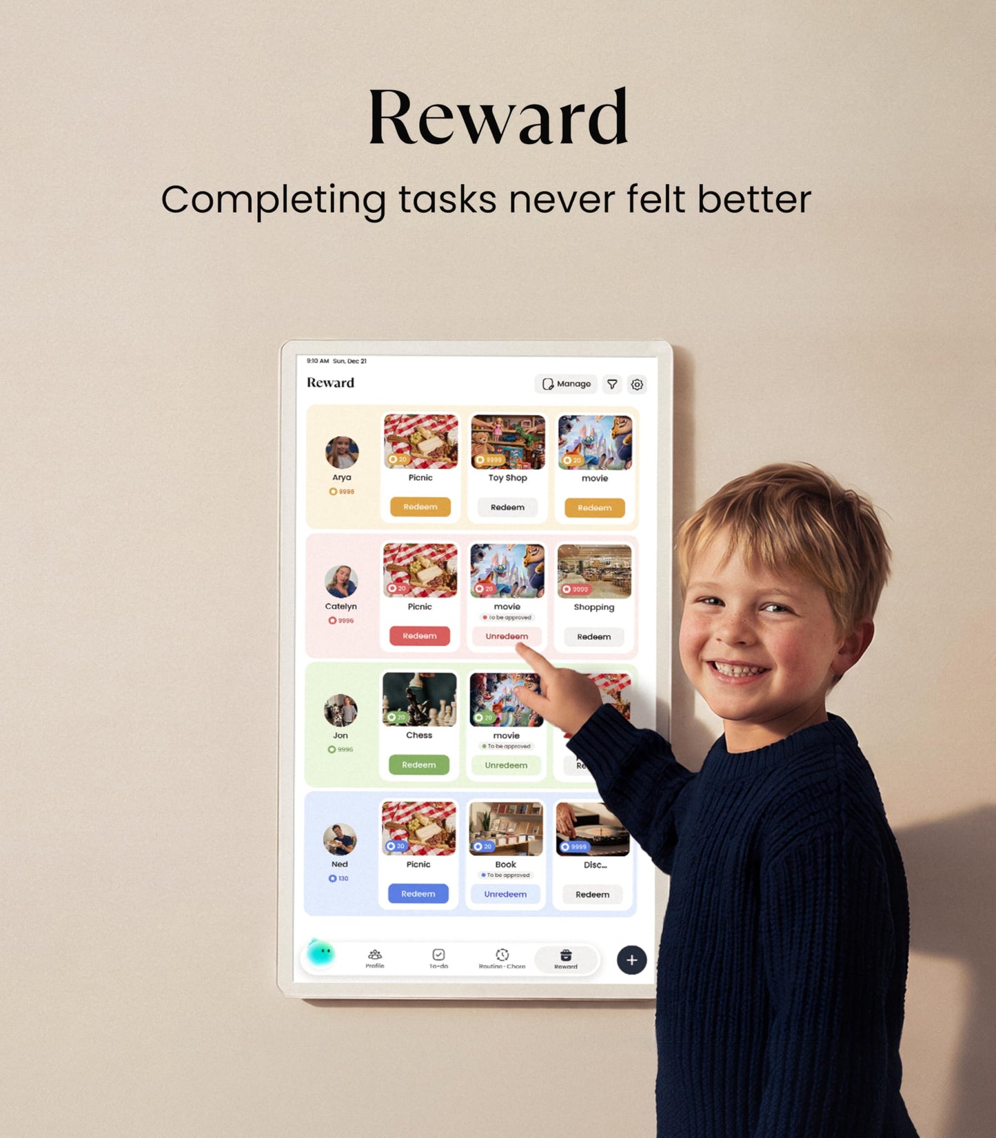 Cozyla Calendar Plus 2: 32" Smart Digital Calendar Wall Touch Screen & No Subscription Family Dashboard, Electronic Display for Family System- Chore Chart, Meal Planner, Support App Store Wall Mount
