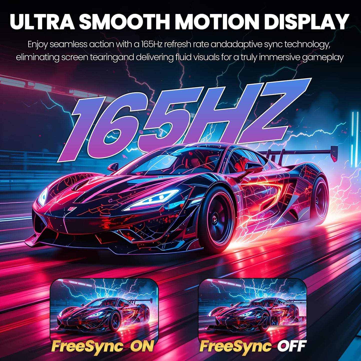 CRUA 34'' Gaming Monitor 165Hz/144Hz, UWQHD 3440x1440P IPS Ultrawide Screen Computer Monitors with Built-in Speakers, Supports FreeSync, 120% sRGB, PIP/PBP, HDMI2.0 & DP1.4, Wall Mount&Tilt Adjustable