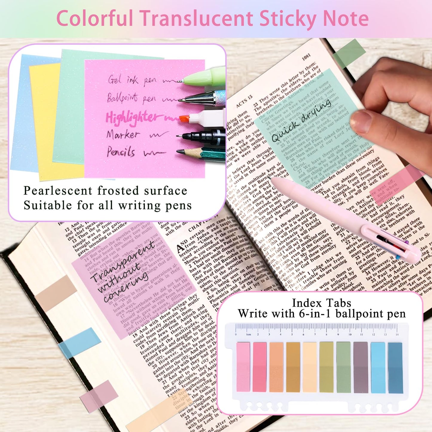 52Pcs Aesthetic Bible Study Supplies,Bible Journaling Kit Note Taking Sets for Women, with Large Rainbow Pencil Pouch, Journal Notebook,No Bleed Highlighters and Pens,Sticky Notes, (Multicolor)