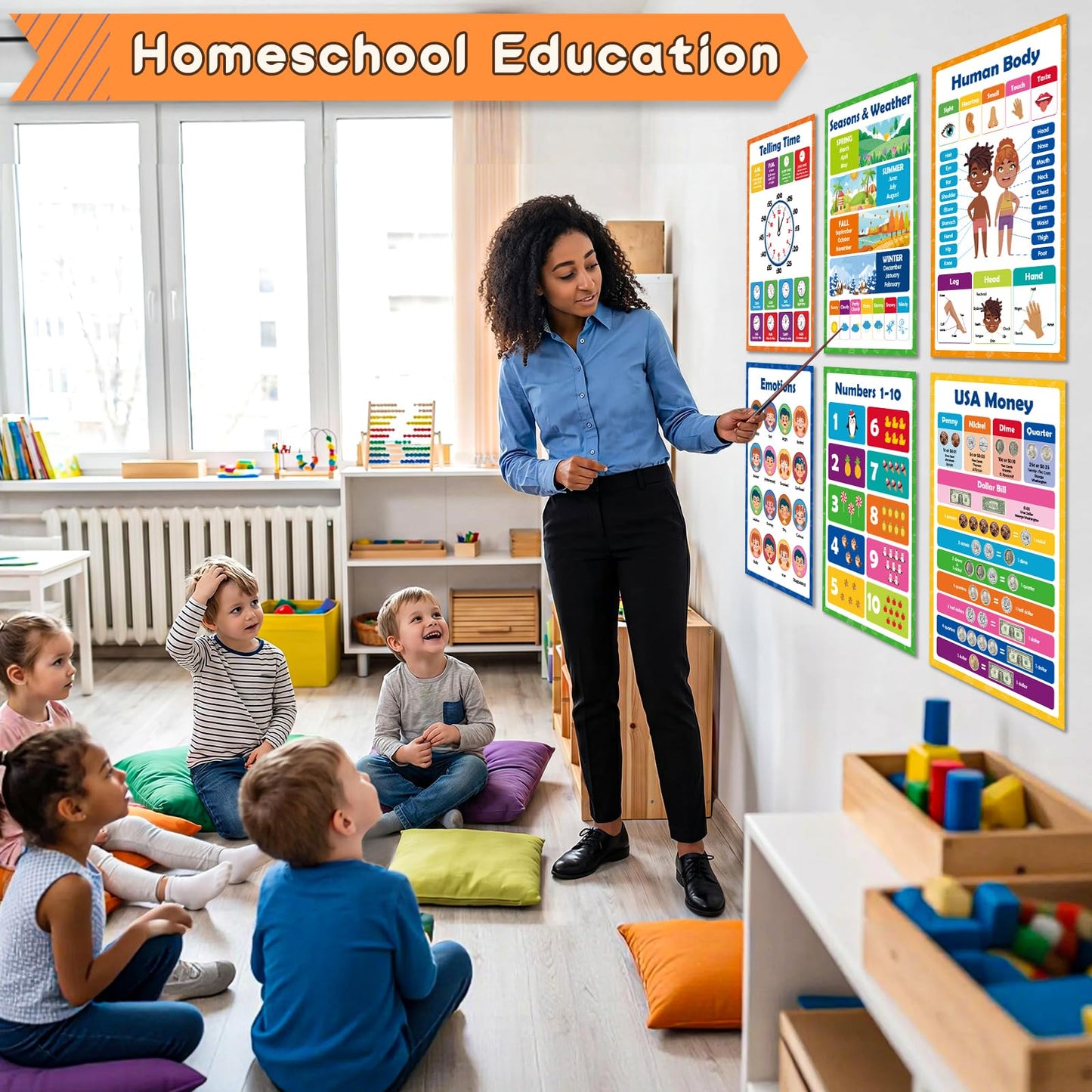 KIDS KING 20 Laminated Learning Posters for Toddlers 1-3 Years Old, Educational Posters for Preschoolers, Kindergarten Classroom Must Haves - Homeschool and Classroom Decor, Back-to-School Supplies