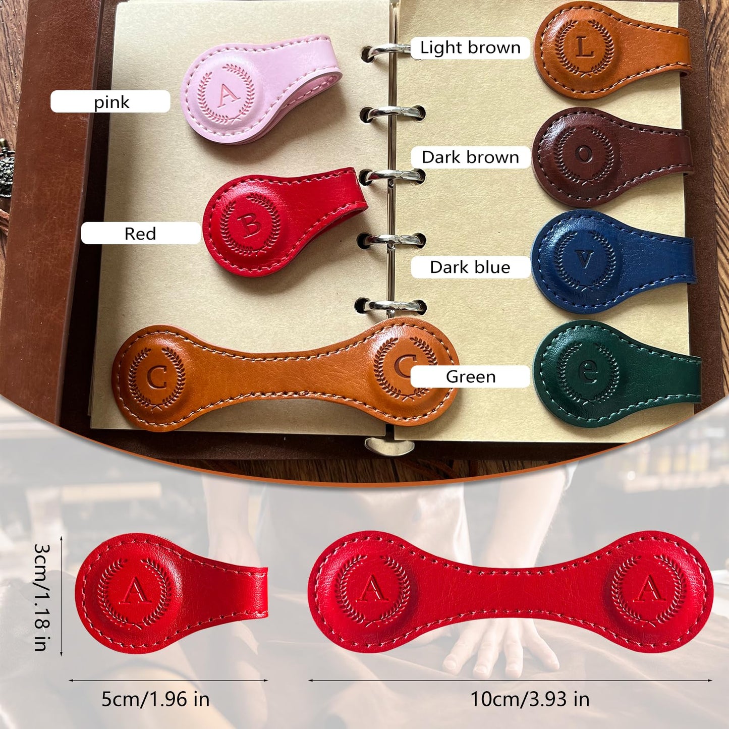 Leather Magnetic Bookmarks, 3D Embossed Alphabet Initial Letter Bookmark, Cute Page Markers for Books, Journals, Planners, Bible, Small Reading Gifts for Women Men, Teachers, Students (Red W)
