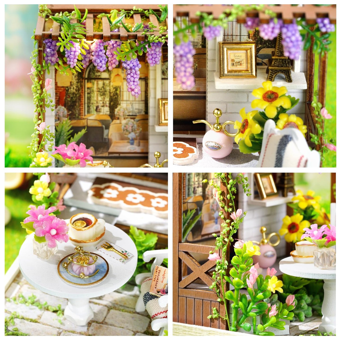 Miniature House Kit, CUTEROOM Tiny House Kit Wooden Dollhouse Kit Mini House Making Kit, DIY Dollhouse Kit Birthday Gift -Leisure Time
