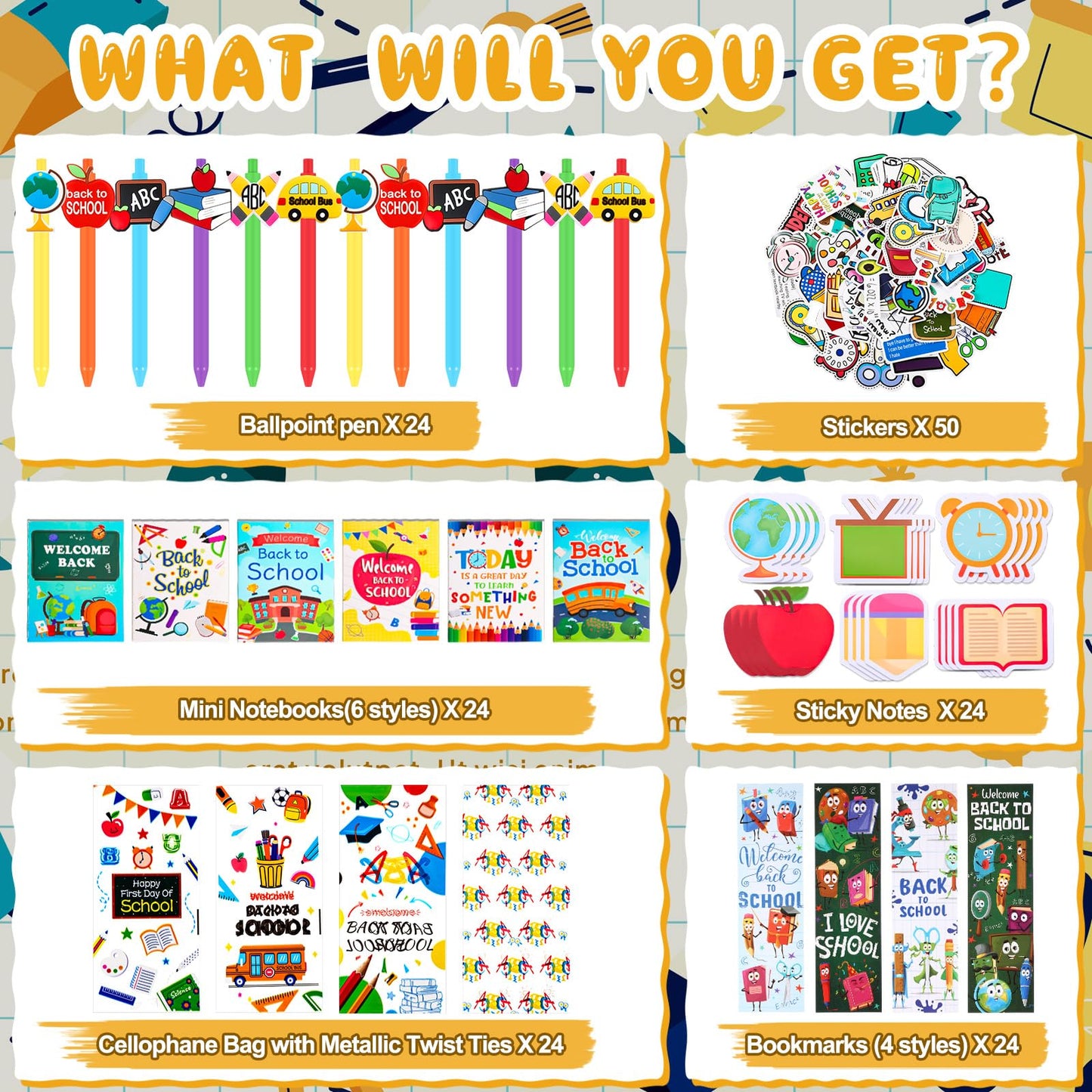 Saypacck 194 Pcs Back to School Stationery Set for Students First Day of School Essentials Includes Gift Bags Notebook Sticker Ballpoint Pen Bookmark for Classroom Gifts Rewards Prize Favors Supplies