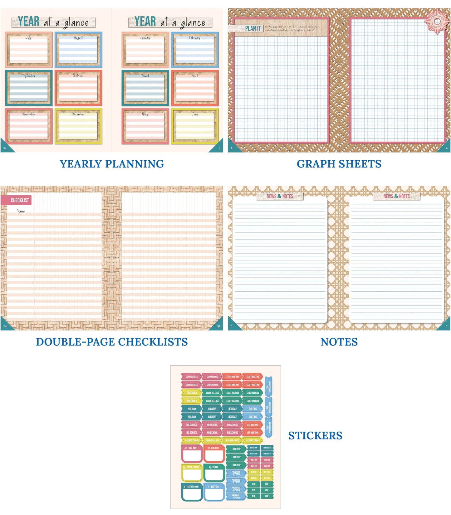 Carson Dellosa True to You Teacher Planner 2026-2027, Undated 8" x 11" Lesson Plan Book With Stickers, Class Schedule, Weekly Calendar School Supplies, Homeschool Essentials and Classroom Must Haves