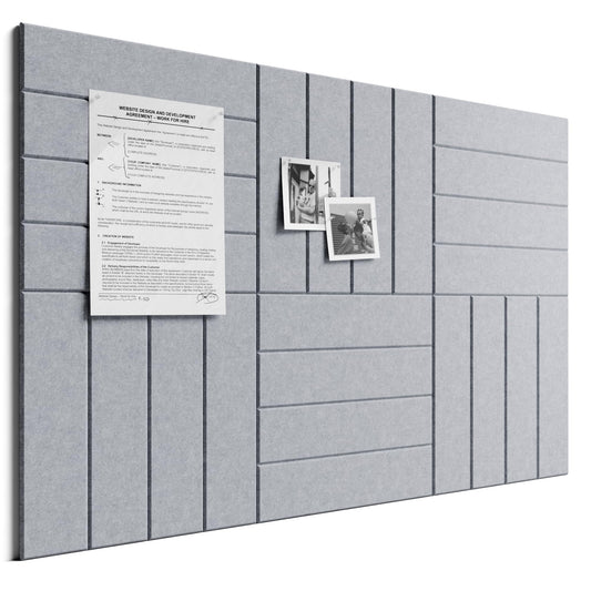 Bumusty Large Cork Board Alternative-36 x 24" Felt Bulletin Board Tiles, with 30 Pushpins, 40 Adhesive Tabs, Bold-Stripe 6-Pack, Cork Boards for Office Push Pin Board Felt Board-Soft Gray