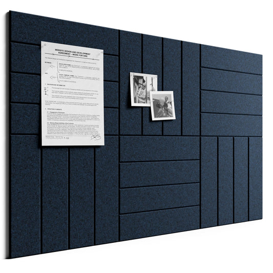 Bumusty Large Cork Board Alternative-36 x 24" Felt Bulletin Board Tiles, with 30 Pushpins, 40 Adhesive Tabs, Bold-Stripe 6-Pack, Cork Boards for Office Push Pin Board Felt Board-Carbon Blue