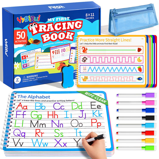 YySiRui Preschool Learning Activities, Tracing Books for Kids Ages 3+, Toddler Handwriting Practice, Letter Tracing for Kids, Preschool Kindergarten Workbooks 3+, Learning Books for 3+ Years Old