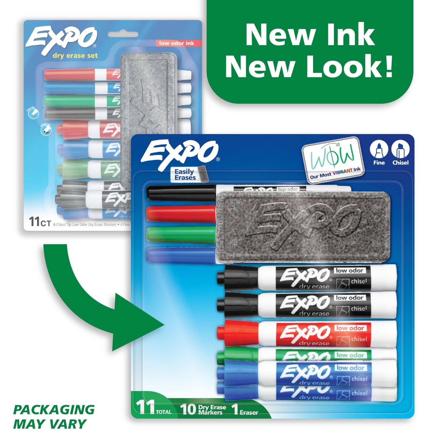 EXPO Dry Erase Markers Set, Fine & Chisel Tips, 11 Count - Classroom, Office Supplies, For White Boards, Easily Erases