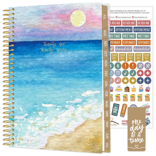 bloom daily planners 2026-2027 Planner - Academic Year (July 2026 - July 2027) Monthly & Weekly Soft Cover Planner for Women - 13 Month Calendar Agenda Book with Stickers - 5.5" x 8.25" - Coastal Calm