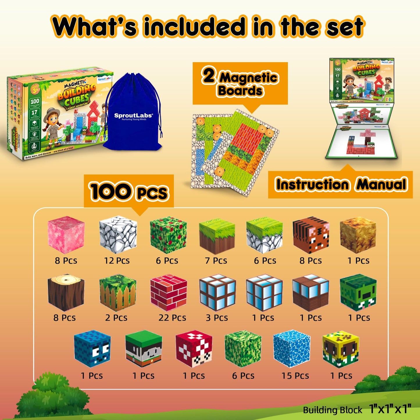 Magnetic Blocks, Magnetic Building Blocks for Kids, Building Blocks for Girls and Boys, Building Toys, Toddler Toys, Building Game Sensory Kids Ages 4 5 6 7 8 9, 100 Pcs
