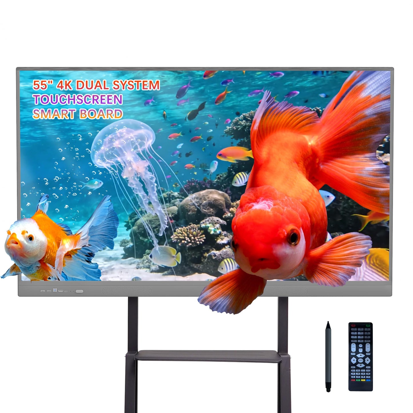SELFIE CAT Dual-System 55'' Smart Digital Whiteboard for Office Classroom, Interactive Smart Board White Board for Electronic Presentation Meeting, Touchscreen Boards on Video Conference