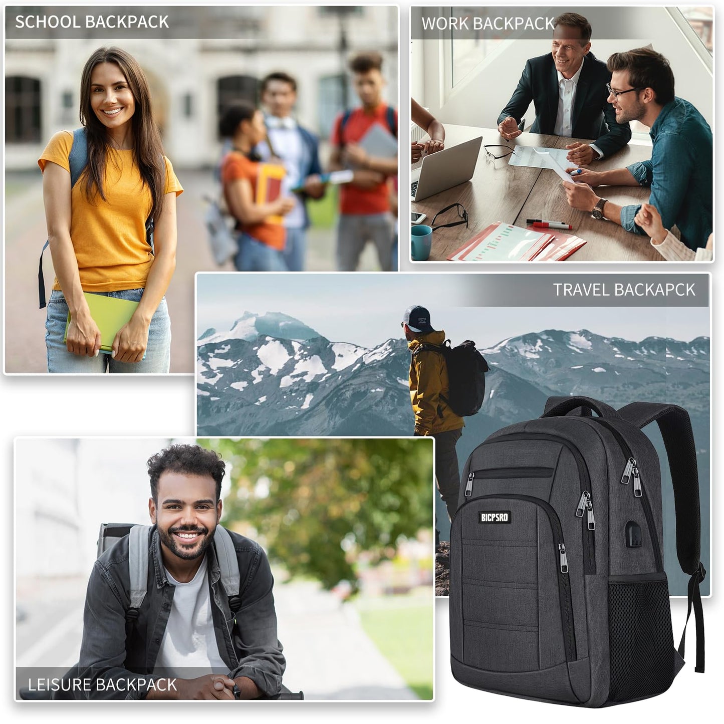 Backpack for School, School Backpack for Boys Girls Teens , Backpacks for Men, Back Pack, Water Resistant College High Middle School Bookbag,Book Bag, Black mochilas escolares para adolescentes