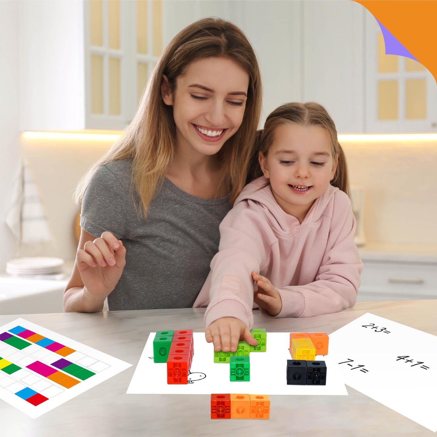 SpriteGru Math Linking Cubes, Set of 100 Math Cubes Manipulative Connecting and Counting Snap Blocks for Early Math and Construction, Educational Toy for Preschool, Kindergarten, Homeschool