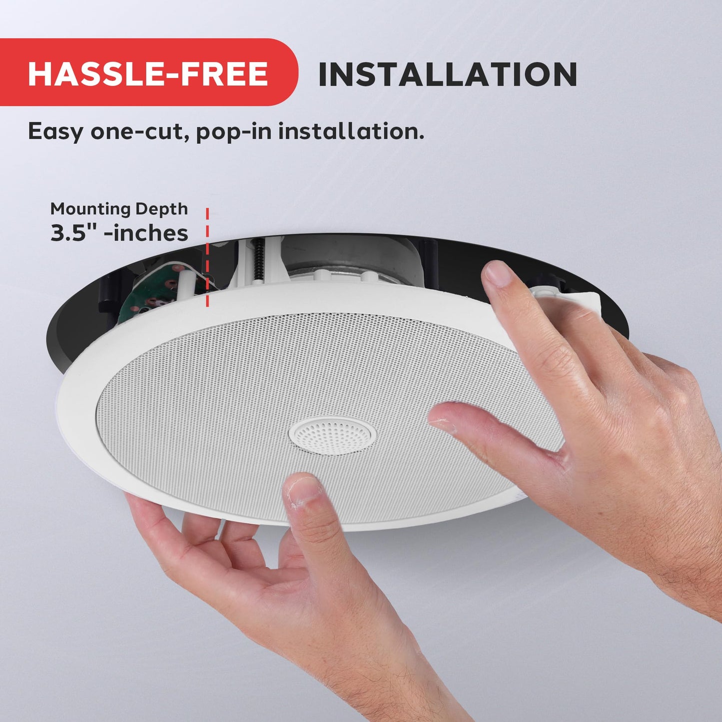 Pyle 8” Ceiling Mount Speakers (Pair)- 2-Way Stereo Speaker System with Easy Install Flush Design - Directable 1” Titanium Dome Tweeter - 55Hz Freq Response for Deep Bass - 300W Peak Power,(White)