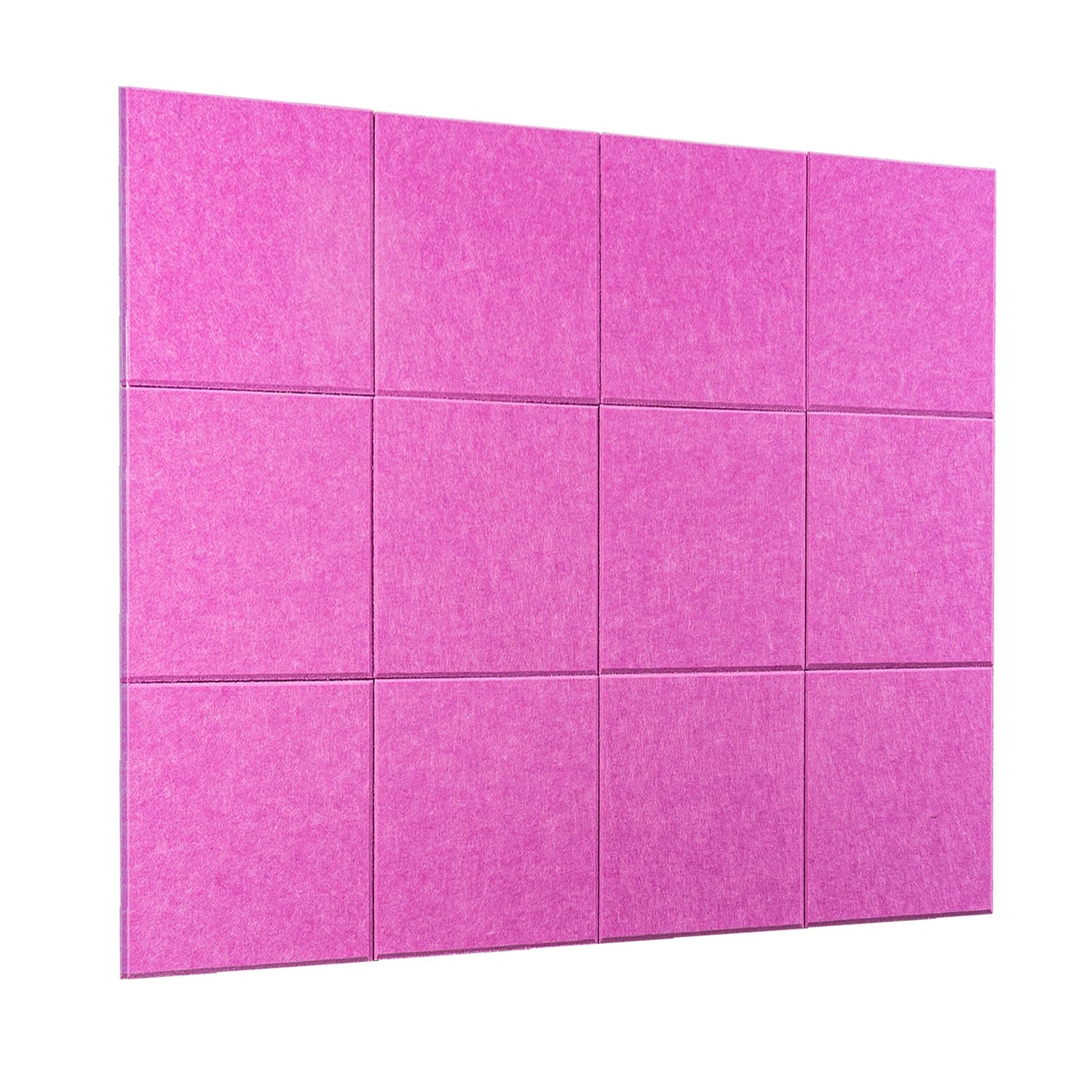 Bulletin Board 40x30in, 12 Count 9.8 x 9.8in Felt Wall Tiles with Removable Adhesive Tape, Cork Board Alternative for Walls, Wall Decor, Kids Art Display, Kids Room (Magenta Collection)