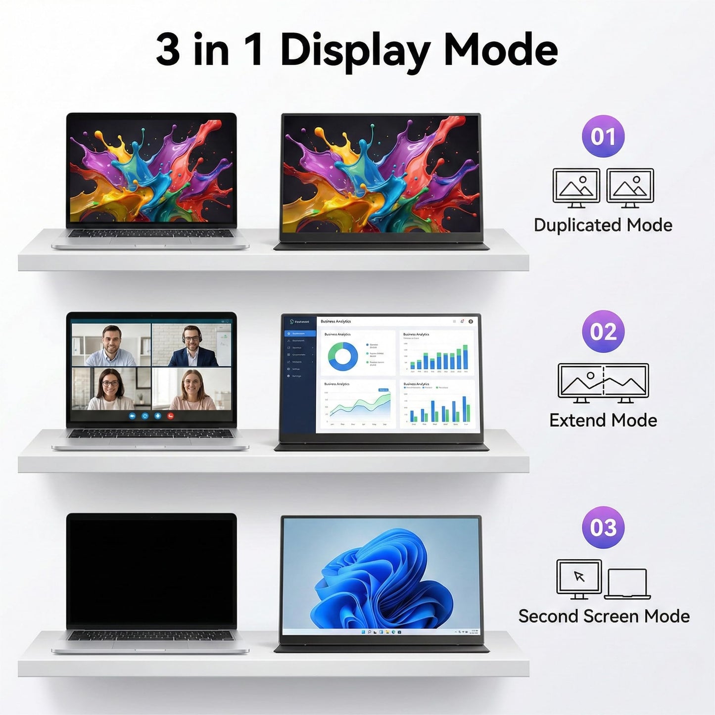 ZefcS 14 Inch Portable Monitor 1920x1200 IPS 16:10 Laptop Screen Extender, HDR FreeSync USB-C HDMI External Travel Monitor with Smart Cover & Dual Speakers for Mac PC PS5 Xbox Switch