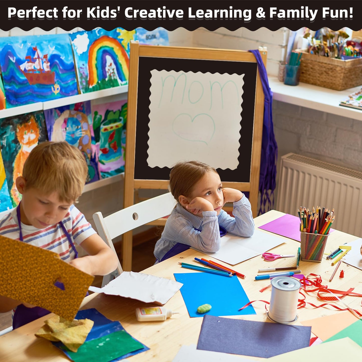 30 Pcs Magnetic Borders for Classroom Whiteboard - Black Magnetic Bulletin Board Border Set - Scalloped Chalkboard Border Strips for Teachers, Parents, DIY Home,School & Office Decoration
