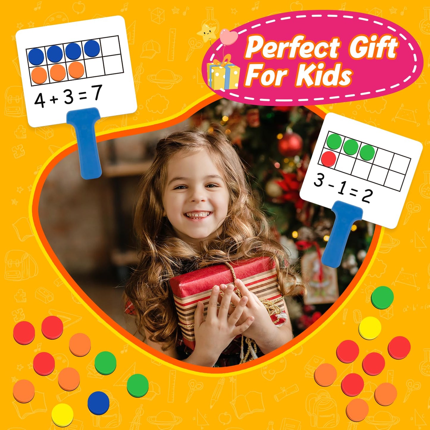 Quilinz Magnetic Ten Frame Set,5 Dry Erase Paddles & 150 Math Counters,Counting Toys for Kids,Addition and Subtraction Games,Math Manipulatives 1st Grade,Kindergarten Preschool Classroom Must Haves