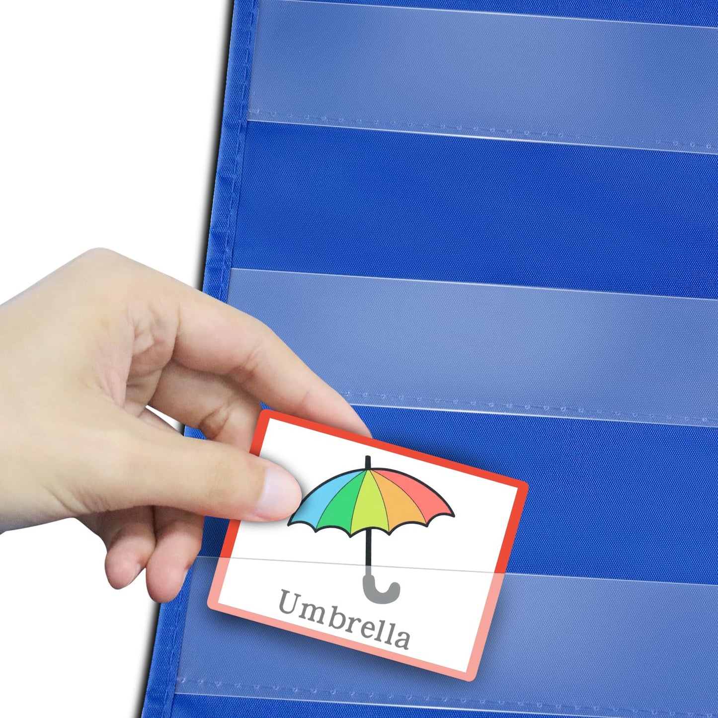 Godery Standard Pocket Chart for Classroom, Sight Words Pocket Chart, Homeschool Teaching Supplies 7 Pocket Chart(Blue)