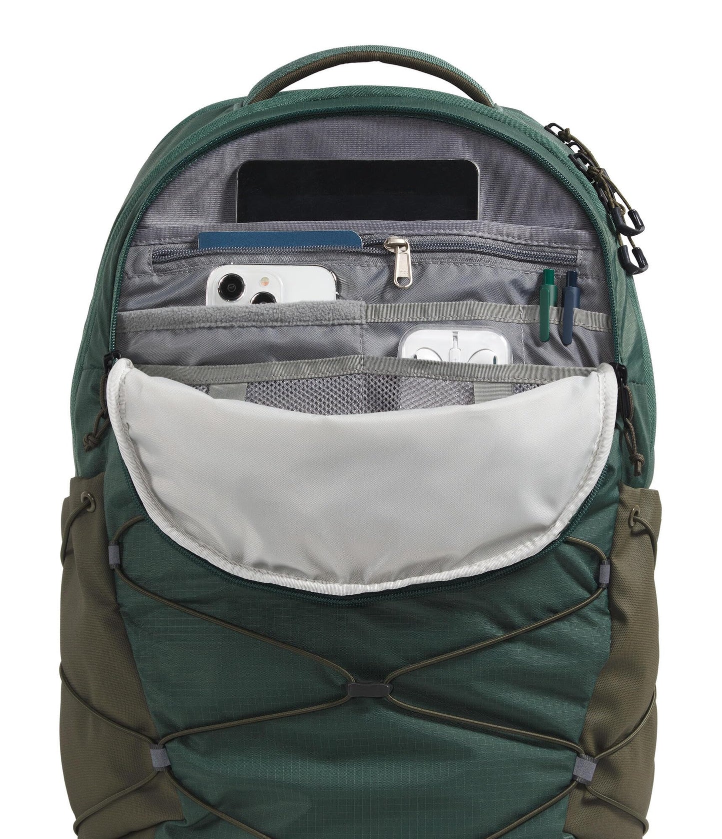 The North Face Borealis Commuter Laptop Backpack - Water Repellent, Laptop Sleeve, Large Main Compartment, Duck Green/New Taupe Green, One Size