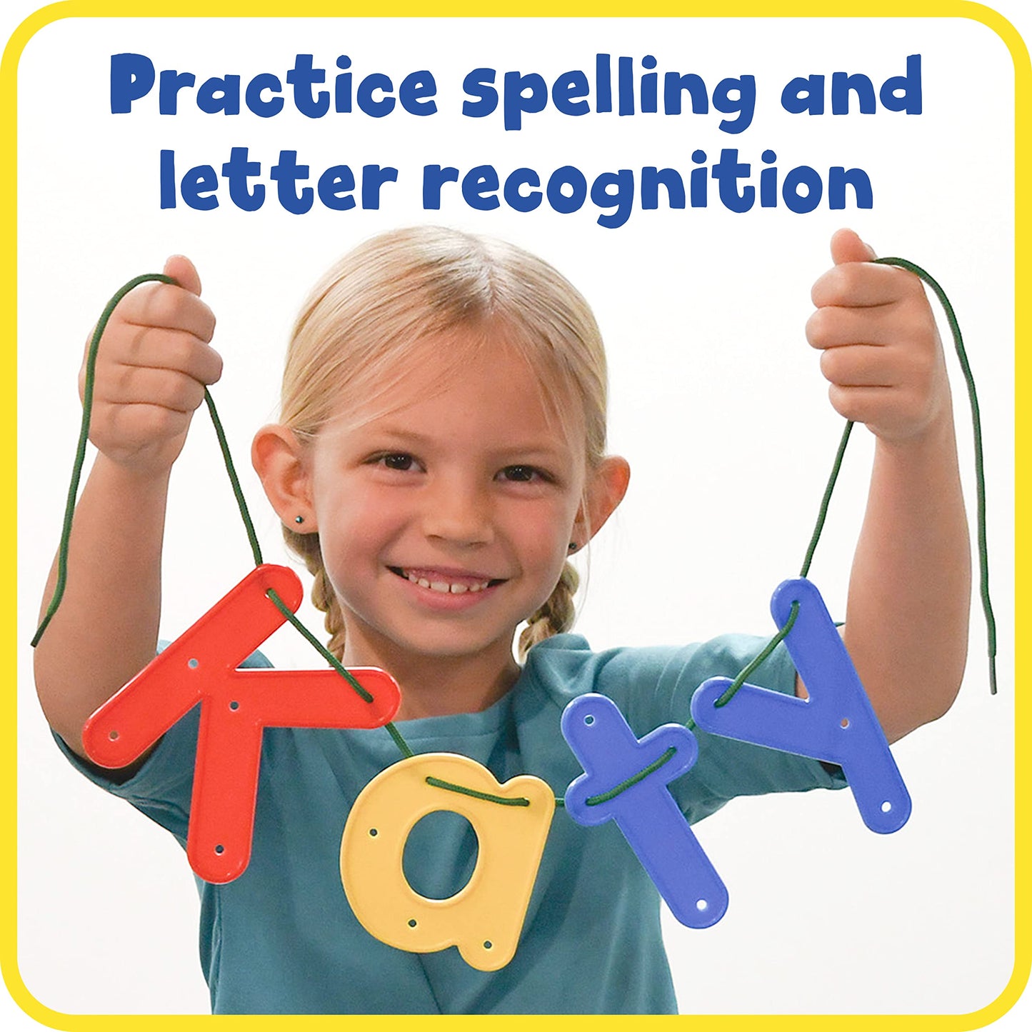 READY 2 LEARN Lacing Alphabet - Lowercase - 26 Letters - 8 Laces - Threading Toy for 3, 4, 5, 6 Year Olds - Fine Motor Skills, Letter Recognition and Early Spelling